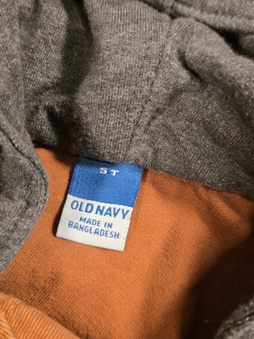 Old Navy Orange Button-Down Shirt with Gray Hood - Kids